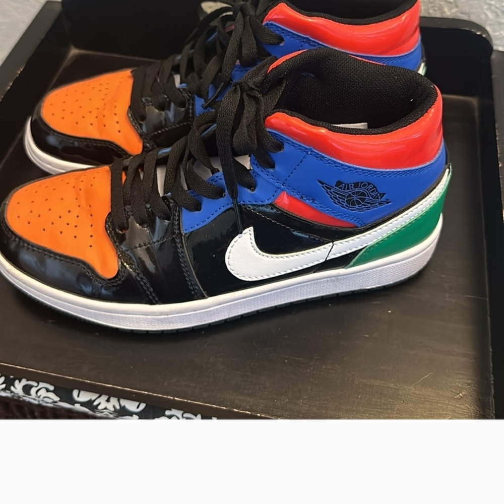 Colorful High-Top Jordan Mid Sneakers - Picture 2 of 5